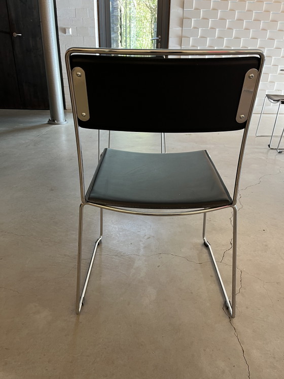 Image 1 of 38 vintage design and contract chairs in Bauhaus style – chrome and black faux leather