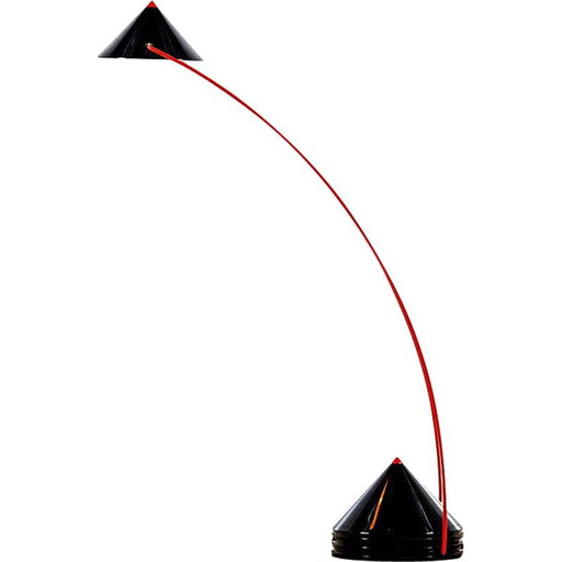 Lámpara de mesa vintage italiana estilo Memphis en rojo y negro 