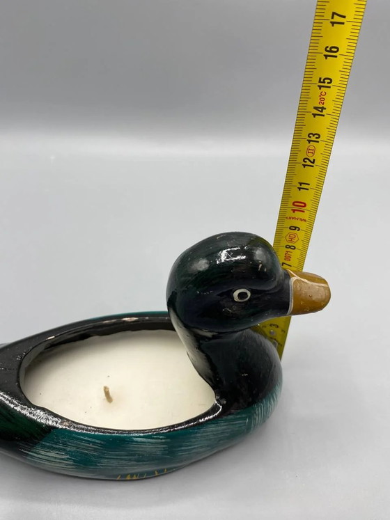 Painted Carved Wood Mallard Duck Decorative Candle – Decorative Objects (photo 6 of 6)