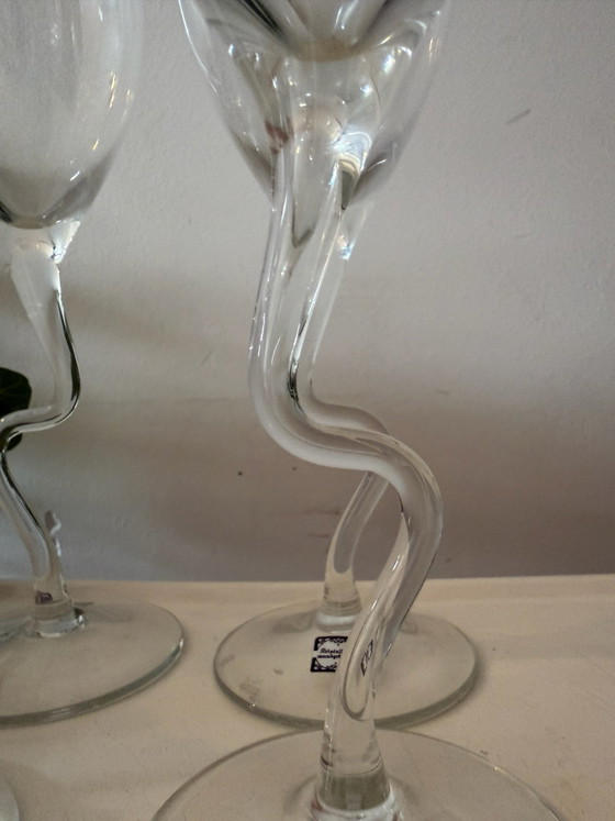 Bicchieri da vino in cristallo ondulati a zig zag anni '80 – Bicchieri e caraffe (photo 3 of 6)