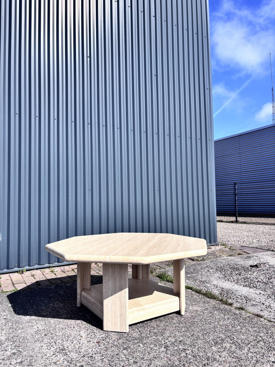 Image 1 of Table de salon vintage en travertin