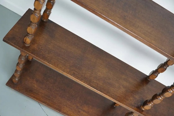 Image 1 of Bibliothèque/étagère murale à bobines en chêne français style années 50