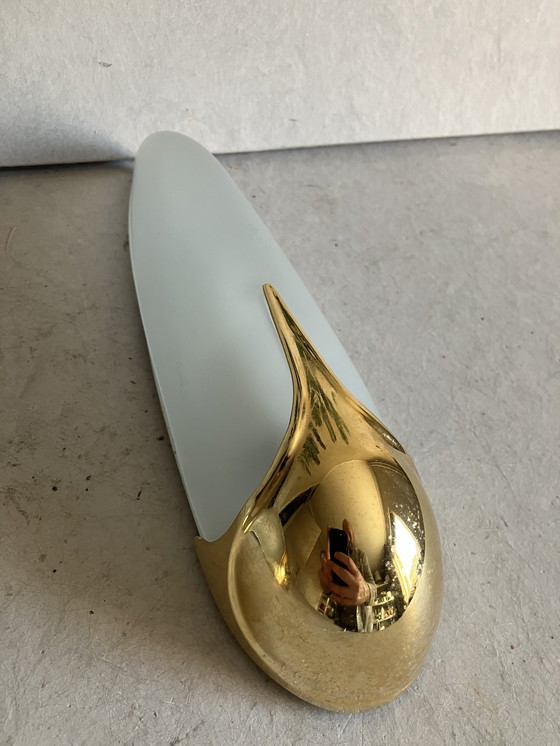 Image 1 of Coppia di lampade da parete vintage Marga, ottone e vetro satinato