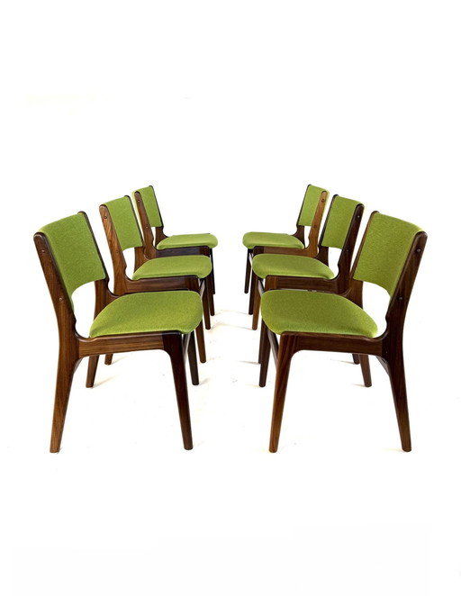 6x gerestaureerde eetkamerstoel model 89, Erik Buch ‘60