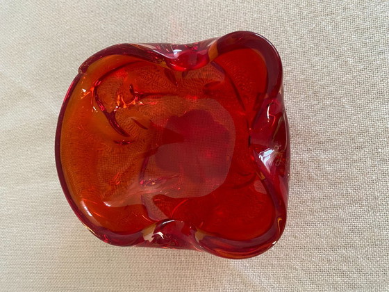 Vintage rode Sommerso kunstglazen schaal, Italië, jaren 1960 – Schalen, Glass (photo 5 of 7)