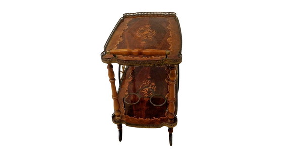 Image 1 of MID CENTURY ITALIAN MARQUETRY DRINKS TROLLEY