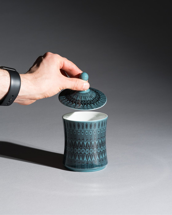 Image 1 of Trío gráfico turquesa Rosenthal Studio-Line Diseño de Theo Baumann Jarrones y caja