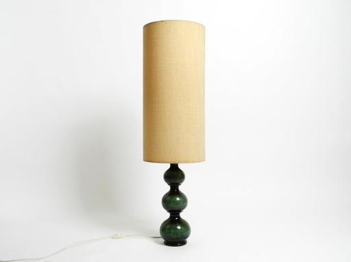 Prachtige 1960s Grote Keramische Tafel- of Vloerlamp in Groen en Zwart van Kaiser Leuchten