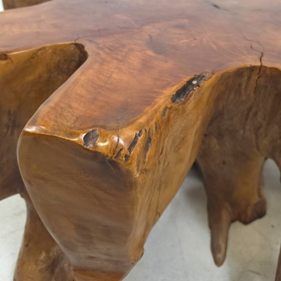 Image 1 of Teak root wood coffee table, 1970s, original, heavy quality