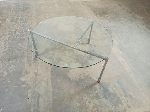 Table basse vintage en verre, ronde