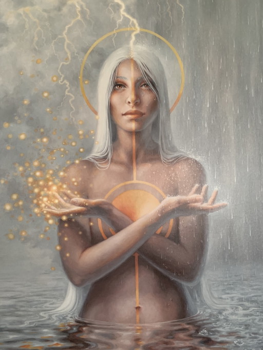 Impresión giclée enmarcada sobre lienzo titulada «Middle Way».