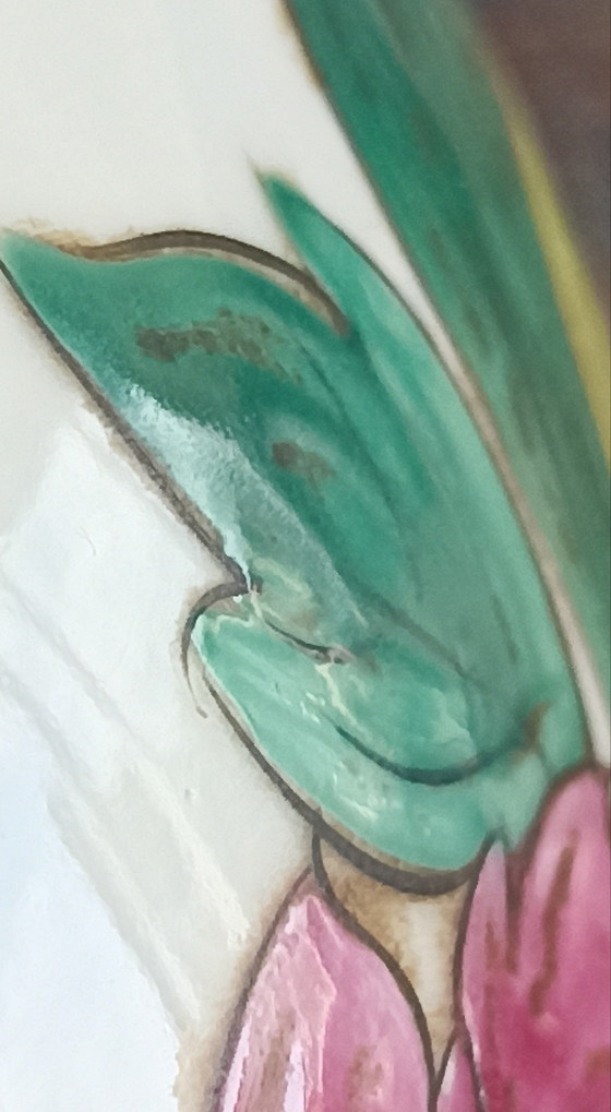 Image 1 of Vintage Limoges porcelain lamp – hand-painted relief – not a print – very solid workmanship”