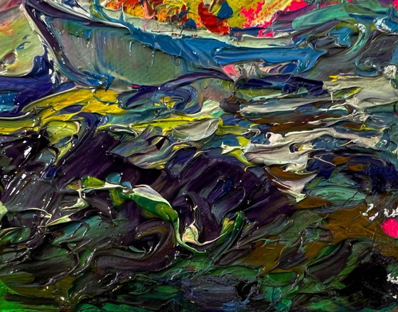 Original Oil Painting Gloomy Waves Landscape Sailboats On The Sea – Paintings & Drawings, Canvas (photo 5 of 8)