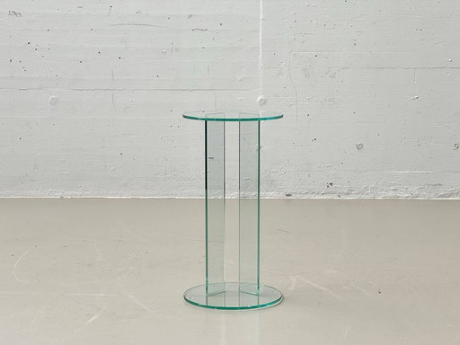 Soporte/pedestal minimalista de cristal para flores, década de 1980.