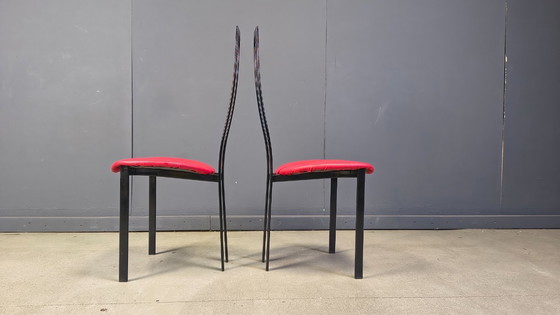 Image 1 of Vintage postmoderne eetkamerstoelen van Cattelan Italila