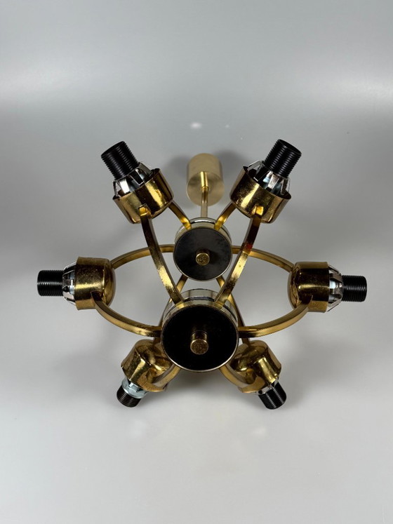 Image 1 of Lámpara de araña Sputnik de 6 luces, años 60/70, diseño de cristal Kaiser Leuchten