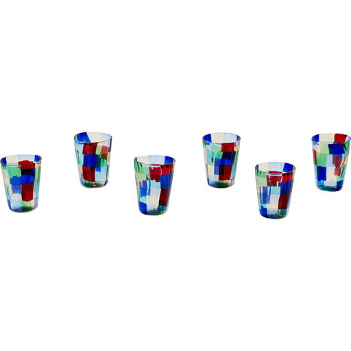 Ensemble de 6 gobelets vintage en verre de Murano, Italie 1980