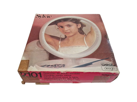 Image 1 of Specchio da Tavolo Vintage Gedy Design - Modello "Sylvie" - Rosso Space Age '70