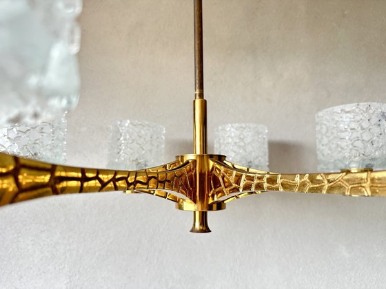 Vintage Brutalistische Kroonluchter – Glass, Metal (photo 10 of 15)