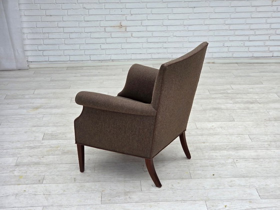 Image 1 of 1960s, Danish armchair, furniture wool, ash wood legs.