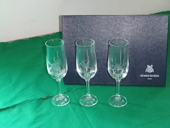 Image 1 of Val st.-Lambert : 12x Aktionsglas + 12 x Untersetzer + 2 Flaschenuntersetzer