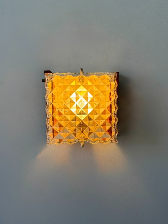 Een paar vintage wandlampen van hout en gehard glas, Frankrijk, 1970 (photo 8 of 9)