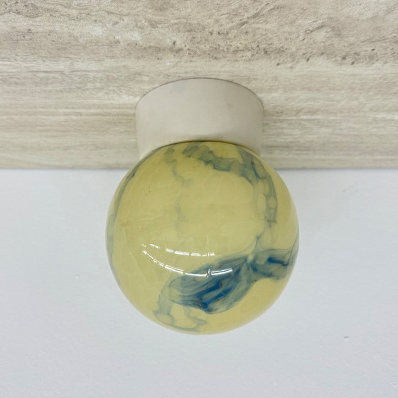 Image 1 of Thabur art deco marbled glass ceiling lamp , 1930s the Netherlands