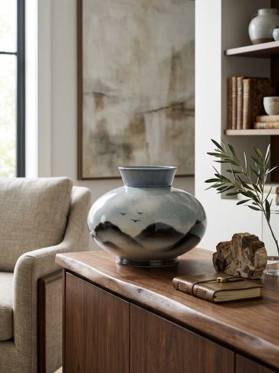 Virebent porcelain ball Vase – Bird Landscape – 17 cm (photo 2 of 7)