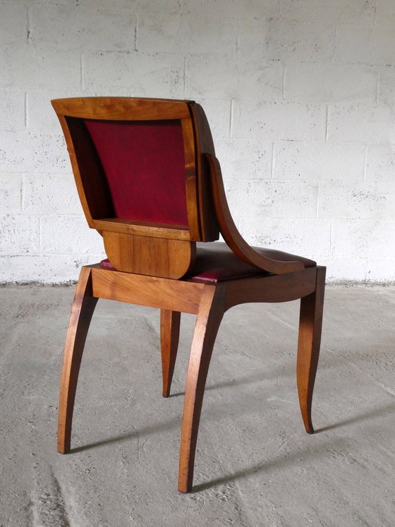Chaises Art Déco en noyer, 1930, ensemble de 4 – Chaises de salle à manger, Art Deco (photo 4 of 6)