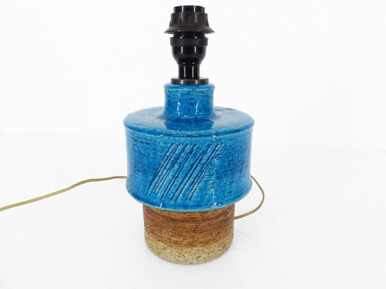 Image 1 of Scandinavische blauwe steengoed lamp van Inger Persson voor Rörstrand, Zweden 1960