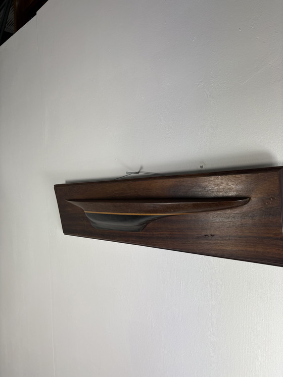 Image 1 of Decorazione da parete vintage a forma di mezza barca in legno massello