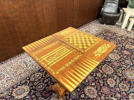 Tavolo da gioco olandese intarsiato del XIX secolo, Tavolini, Legno (foto 11 di 15)