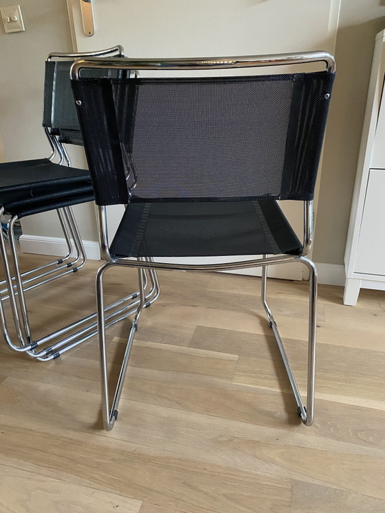 Set of 4 Thonet Bauhaus Style Netweave Chairs - Italy 2008 – Dining chairs, Chrome (photo 5 of 7)