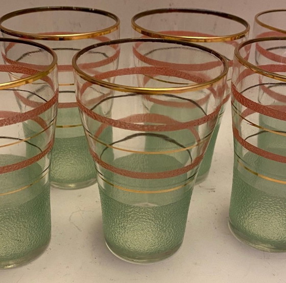 Image 1 of vintage glasses with gold accents mcm (set of 6)