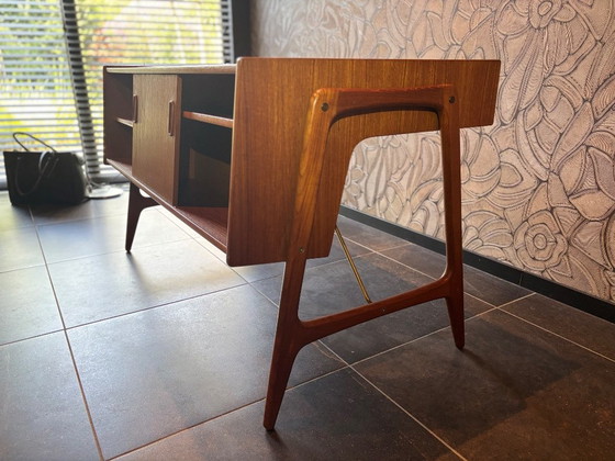Teak Bureau 'Haarlem' Van Arne Wahl Iversen voor O.M.F., 1960s – Wood, Brass (photo 5 of 9)