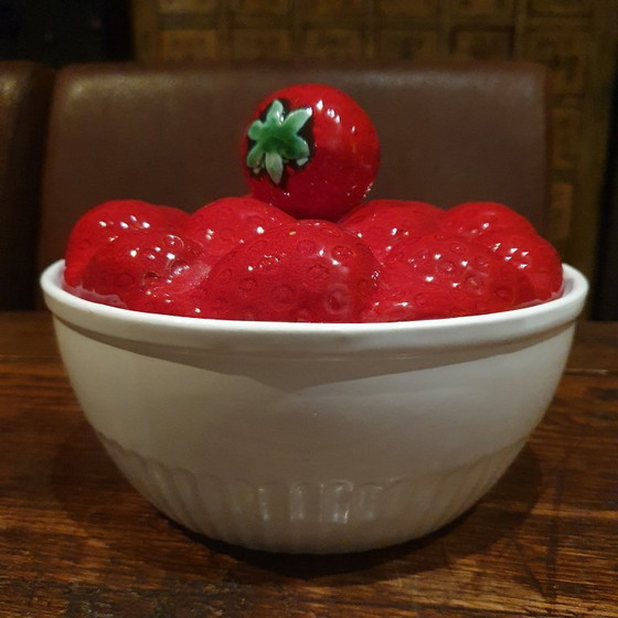 Image 1 of Fruitkom met deksel in keramiek