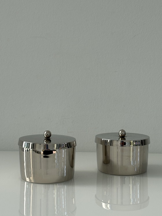 Image 1 of Ensemble de deux boîtes rondes en acier inoxydable