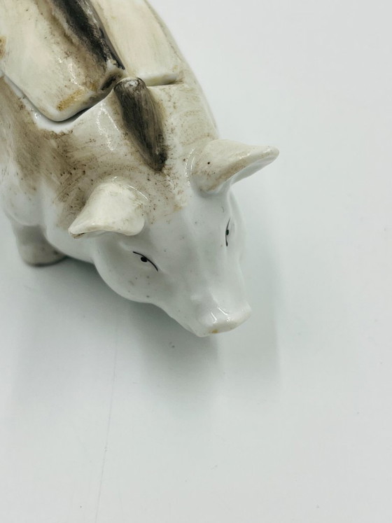 Mostardiera vintage in porcellana a forma di maiale, Accessori da tavola, Ceramica, Bianco (foto 5 di 9)