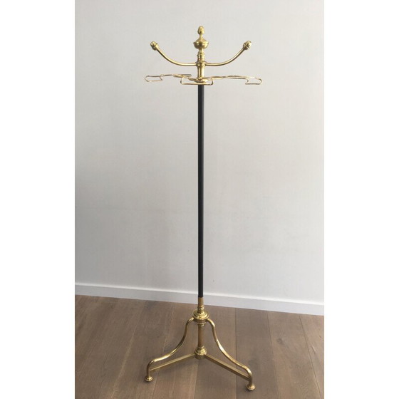 Image 1 of Vintage brass and black lacquered metal coat and hat rack, 1900