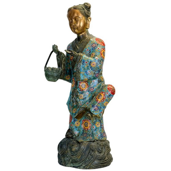 Monumentales chinesisches Cloisonné-Paar Lü Dongbin und Lan Caihe – Qing, 19. Jahrhundert – Bildhauerei (photo 3 of 5)
