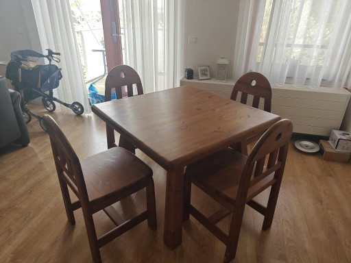Table and 4 chairs Scandinavian 70s solid pine brutalism/rustic modern