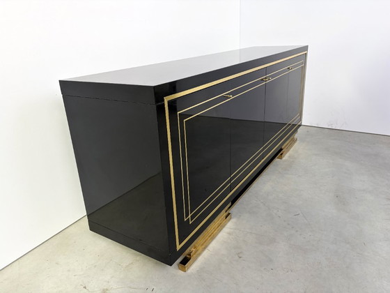 Credenza vintage laccata nera e ottone, anni '80 – Credenze, Legno (photo 11 of 13)