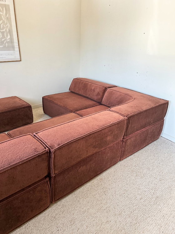 Image 1 of COR Trio modulaire bank in terracotta fluweel uit de jaren 70