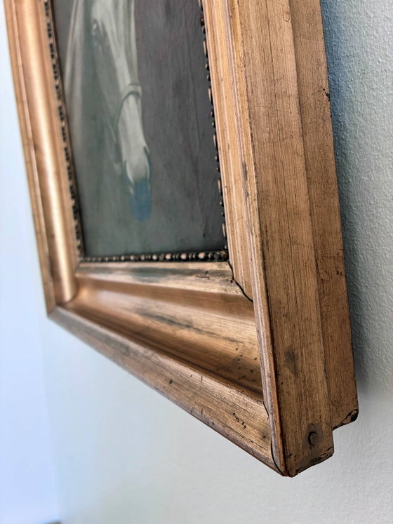 Origineel vintage olieverfschilderij van een wit paard, gesigneerd ruiterportret – Schilderijen & Tekeningen (photo 5 of 19)