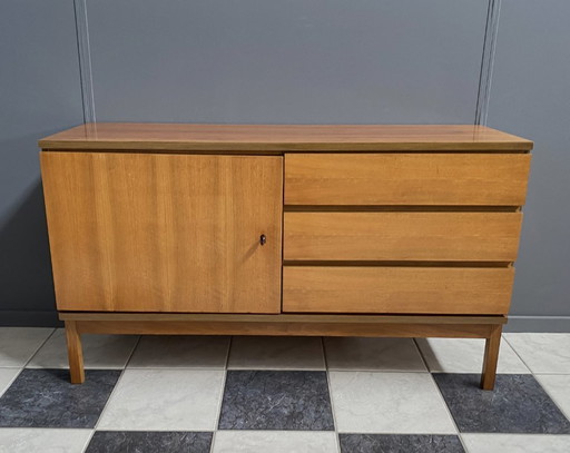 wood sideboard 3 drawers 1 door 1970s