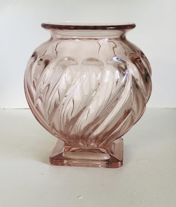 Image 1 of Vaso in vetro Rosaline in stile Art Déco di Rudolf Schrötter per Inwald