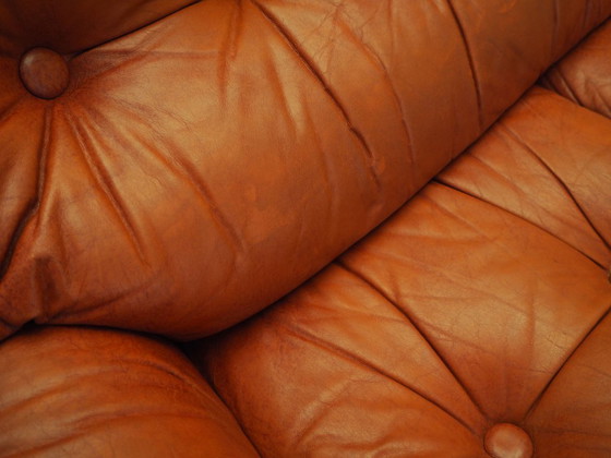 Image 1 of Red leather sofa, Italian design, 1970s, manufacturer: PelleRossi