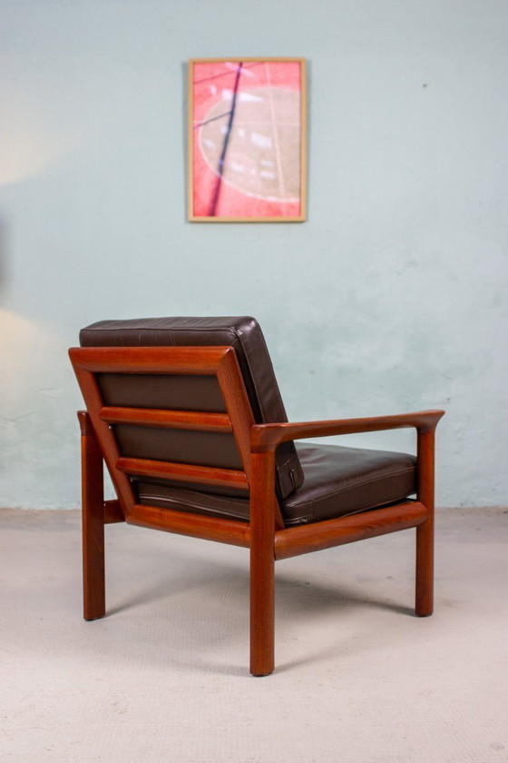 Image 1 of Vintage teakhouten fauteuil Sven Ellekaer comfortabele fauteuil uit het midden van de vorige eeuw