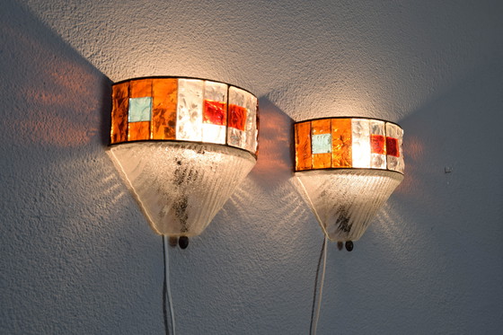 Image 1 of Juego de dos apliques de Poliarte Longobard de mediados del siglo XX.