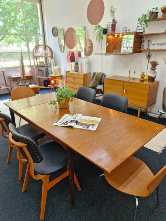 Image 1 of Table de salle à manger extensible vintage en teck des années 70